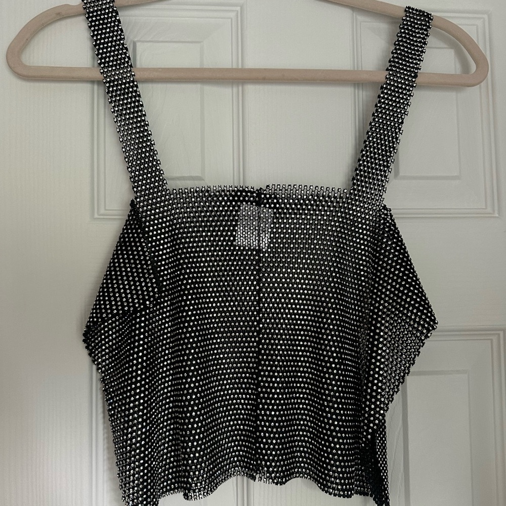 Rhinestone black tank top